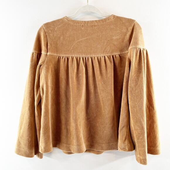 Texture & Thread Madewell Corduroy Bell Sleeve Swing Top Warm Hickory Small - Picture 5 of 6
